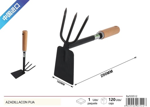 [03512] Azadilla con púa y mango de madera para jardín