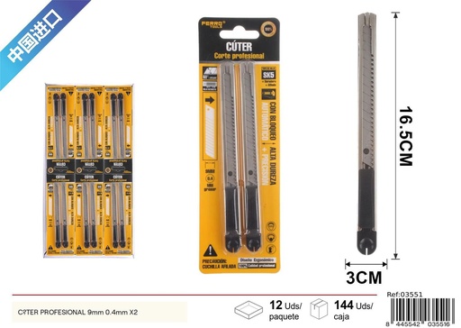 [03551] Cúter Profesional 9mm 0.4mm x 2Pcs - Herramientas de Ferretería