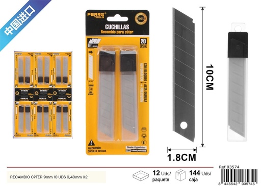 [03574] Recambio de cutter 18mm (10 piezas) - Herramientas de ferretería