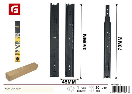 [03582] Guía de cajón 45x350mm para muebles