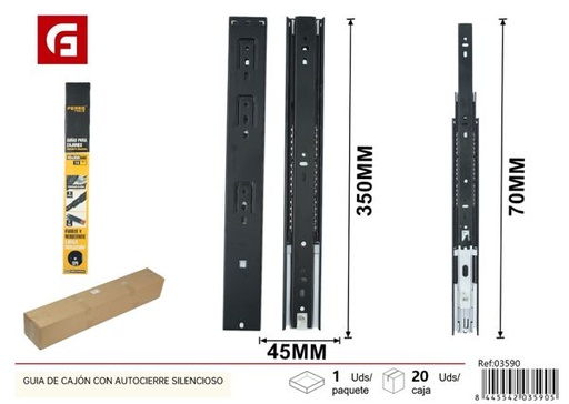 [03590] Guía de cajón con autocierre silencioso 45*350mm