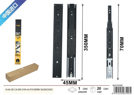 [03590] Guía de cajón con autocierre silencioso 45*350mm