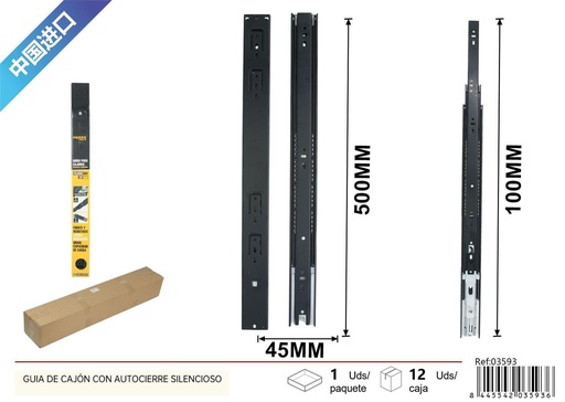 [03593] Guía de cajón con autocierre silencioso 45*500mm