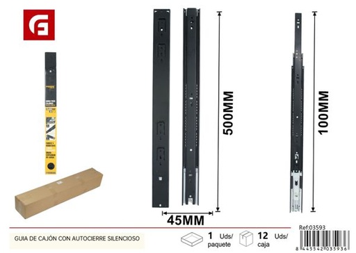 [03593] Guía de cajón con autocierre silencioso 45*500mm