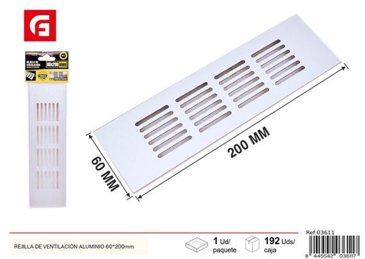 [03611] Rejilla de ventilación de aluminio 60x200mm