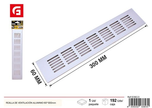 [03613] Rejilla de ventilación de aluminio 60x300mm para baños y cocinas