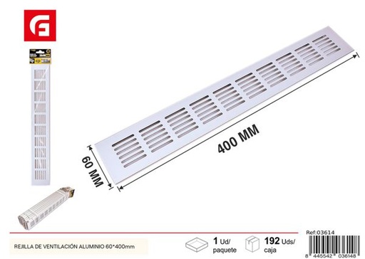 [03614] Rejilla de ventilación aluminio 60x400mm para baño