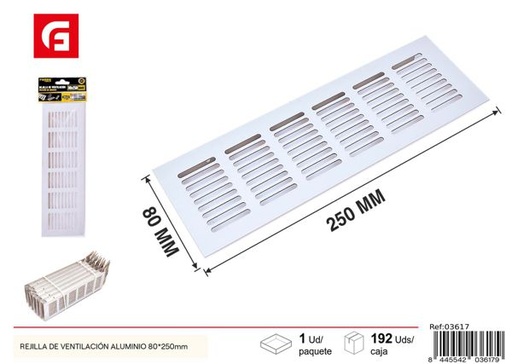 [03617] Rejilla de ventilación de aluminio 80x250mm 