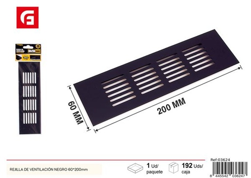 [03624] Rejilla de ventilación negra 60x200mm