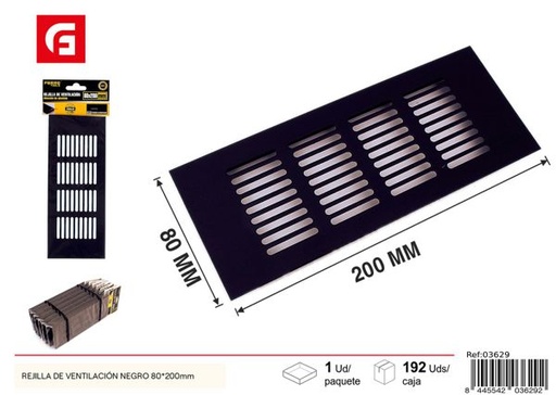 [03629] Rejilla de ventilación negra 80x200mm