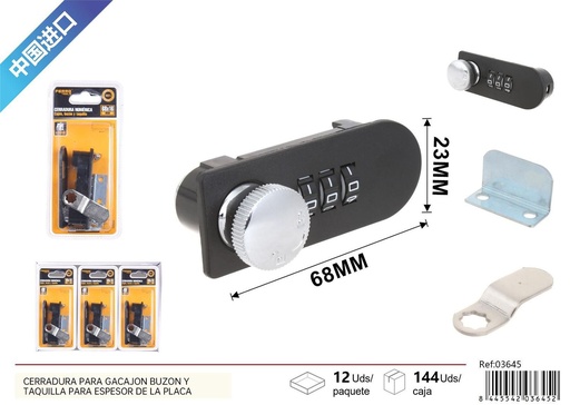 [03645] Cerradura numérica para cajón, buzón y taquilla - Seguridad y cerraduras
