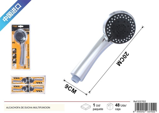 [03702] Alcachofa de ducha negra con tres funciones