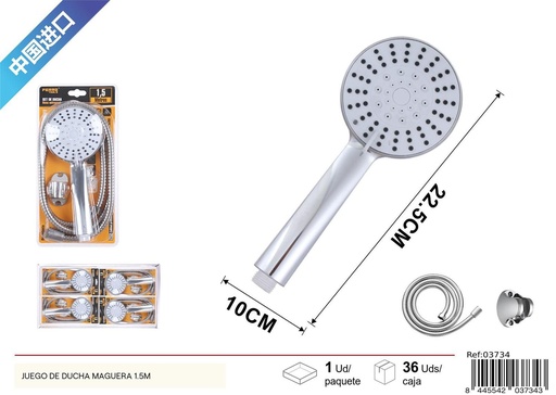[03734] Set de ducha blanca 1.5 m - Accesorios de baño