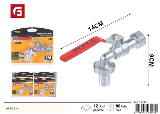[03747] Grifo con válvula esférica 3/4 para fontanería