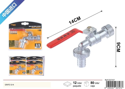 [03747] Grifo con válvula esférica 3/4 para fontanería