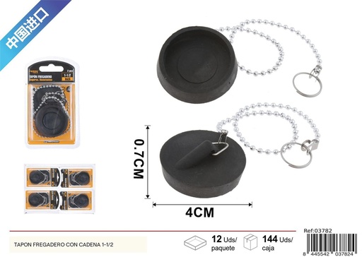[03782] Tapón de fregadero con cadena 1-1/2 (2 piezas) - Accesorios de baño