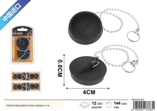 [03783] Tapón para fregadero con cadena 1-1/4 (2 piezas) - Accesorios de baño