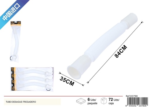 [03790] Tubo de desagüe blanco con sello de goma 1-1/2 - Accesorios de baño