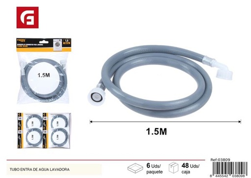 [03809] Manguera de suministro para lavadora 1.5m para fontanería