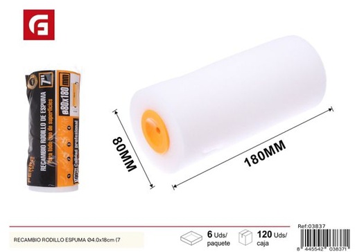 [03837] Recambio rodillo espuma Ø4.0x18cm (7´´) para pintura