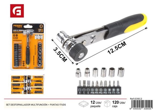 [03912] Set destornillador multifunción + puntas 17uds