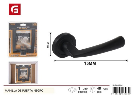 [03964] Manilla de puerta negro 50mm para ferretería