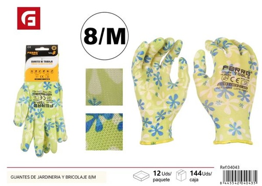 [04043] Guantes de jardinería y bricolaje 8/M grado A 32G GN+FP