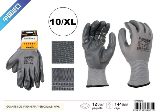 [04051] Guantes de jardinería y bricolaje 10/XL - Herramientas