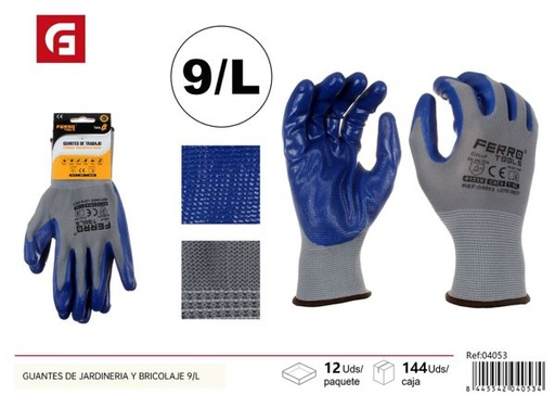 [04053] Guantes de jardinería y bricolaje 9/L GN+P para protección