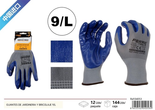 [04053] Guantes de jardinería y bricolaje 9/L GN+P para protección