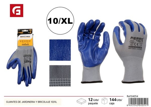 [04054] Guantes de jardinería y bricolaje 10/XL GN+P para protección