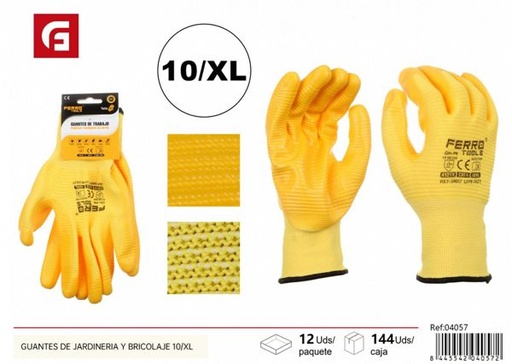 [04057] Guantes de jardinería y bricolaje 10/XL GN+P para protección