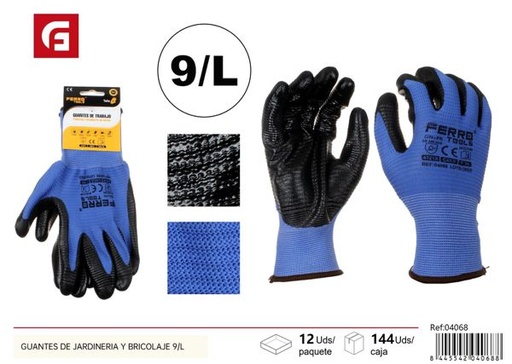 [04068] Guantes de jardinería y bricolaje 9/L