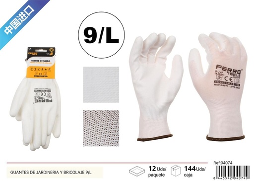 [04074] Guantes de jardinería y bricolaje (set de 9/L) - Accesorios de ferretería