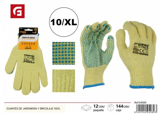 [04089] Guantes de jardinería y bricolaje 10/xl 60g