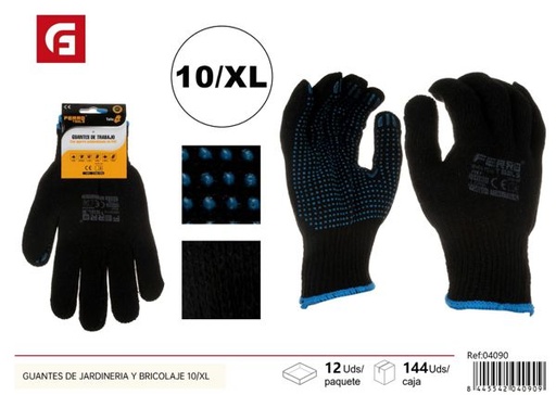 [04090] Guantes de jardinería y bricolaje 10/XL 60g GVD+TC10