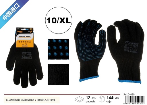 [04090] Guantes de jardinería y bricolaje 10/XL 60g GVD+TC10