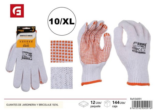 [04091] Guantes de jardinería y bricolaje talla XL 60g GVD+TC10