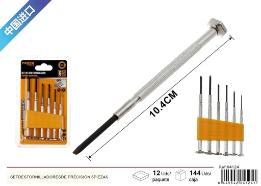 [04124] Set de destornilladores de precisión 6 piezas para electrónica y relojería