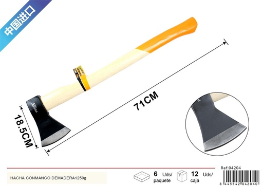 [04204] Hacha con mango de madera 1250g