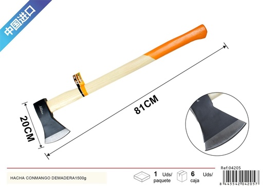 [04205] Hacha con mango de madera 1500g