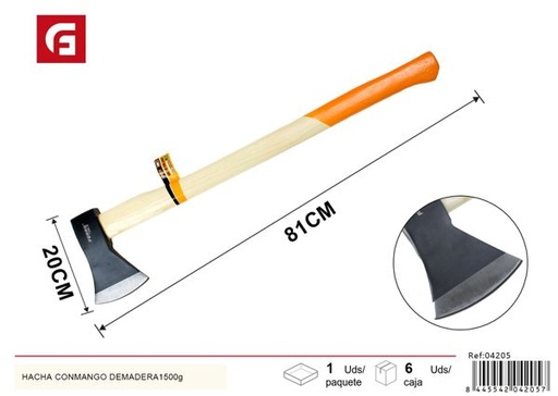 [04205] Hacha con mango de madera 1500g