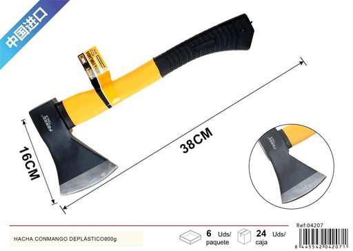 [04207] Hacha con mango de plástico 800g para corte y jardinería