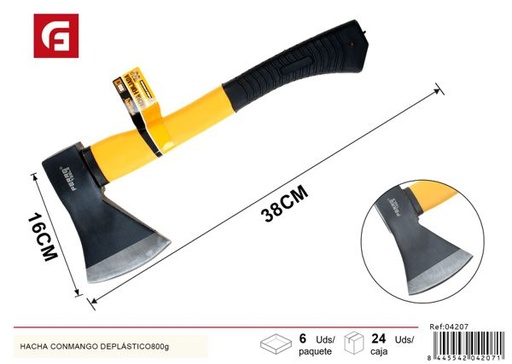 [04207] Hacha con mango de plástico 800g para corte y jardinería