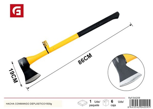 [04209] Hacha con mango de plástico 1500g para corte y tala