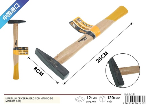 [04261] Martillo de cerrajero con mango de madera 100g - Herramientas