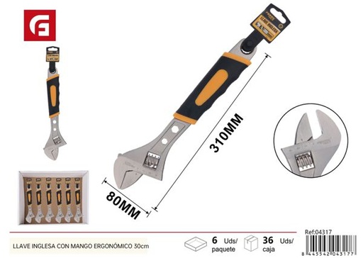 [04317] Llave inglesa con mango ergonómico 30cm