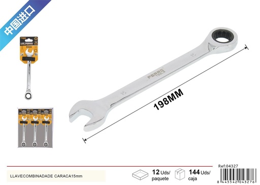 [04327] Llave combinada de carraca 15mm para herramientas