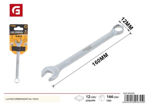 [04345] Llave combinada fija 12mm para bricolaje y reparaciones