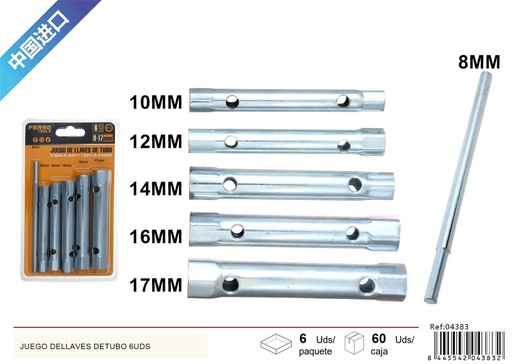 [04383] Juego de llaves de tubo 8-17mm 6pcs para reparaciones